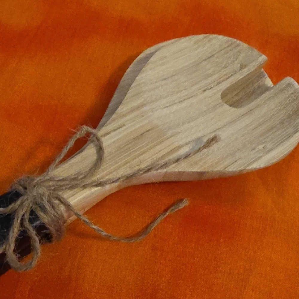 Wooden Salad Servers with Black Handles Kirlands